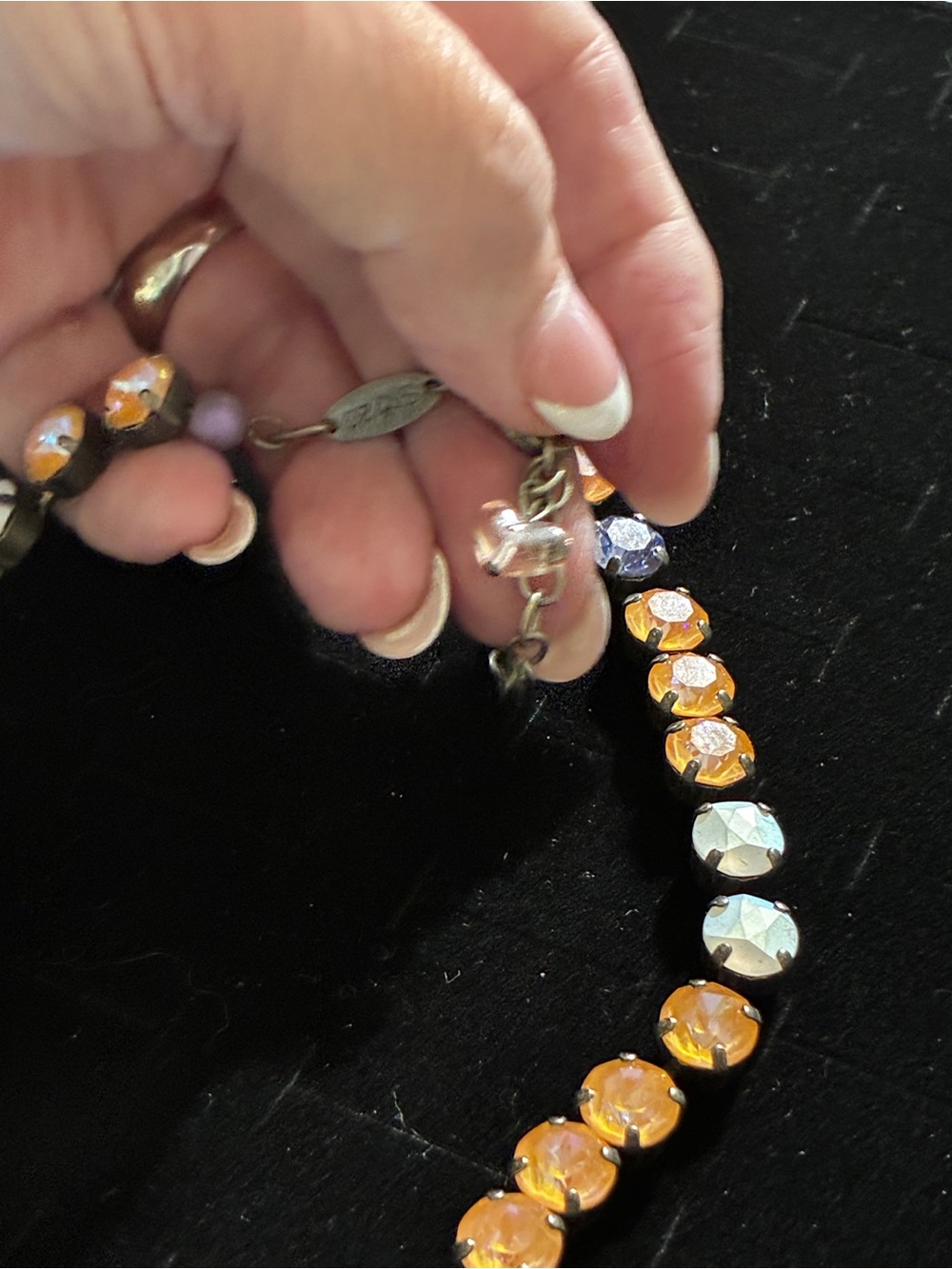 Sabika’s Aurora Orange Crystal Tennis Necklace with Swarovski Crystals. - Picture 2 of 9
